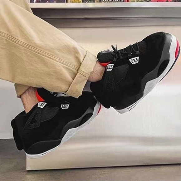 Stylish Black and Red Men's Cozy Sneakers Slippers - Picture 2 of 3